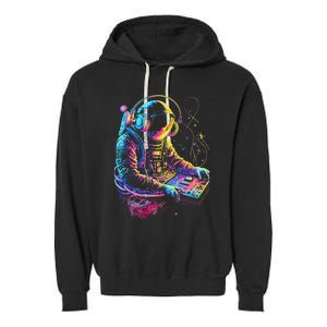 Funky Astronaut Dj In Space Edm Graphic Garment-Dyed Fleece Hoodie