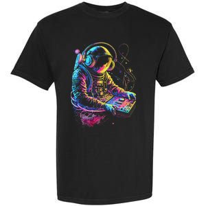 Funky Astronaut Dj In Space Edm Graphic Garment-Dyed Heavyweight T-Shirt