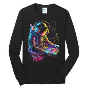 Funky Astronaut Dj In Space Edm Graphic Tall Long Sleeve T-Shirt