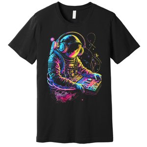 Funky Astronaut Dj In Space Edm Graphic Premium T-Shirt