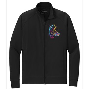 Funky Astronaut Dj In Space Edm Graphic Stretch Full-Zip Cadet Jacket