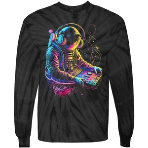 Funky Astronaut Dj In Space Edm Graphic Tie-Dye Long Sleeve Shirt