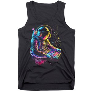 Funky Astronaut Dj In Space Edm Graphic Tank Top