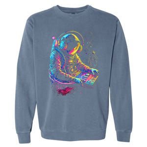 Funky Astronaut Dj In Space Edm Graphic Garment-Dyed Sweatshirt