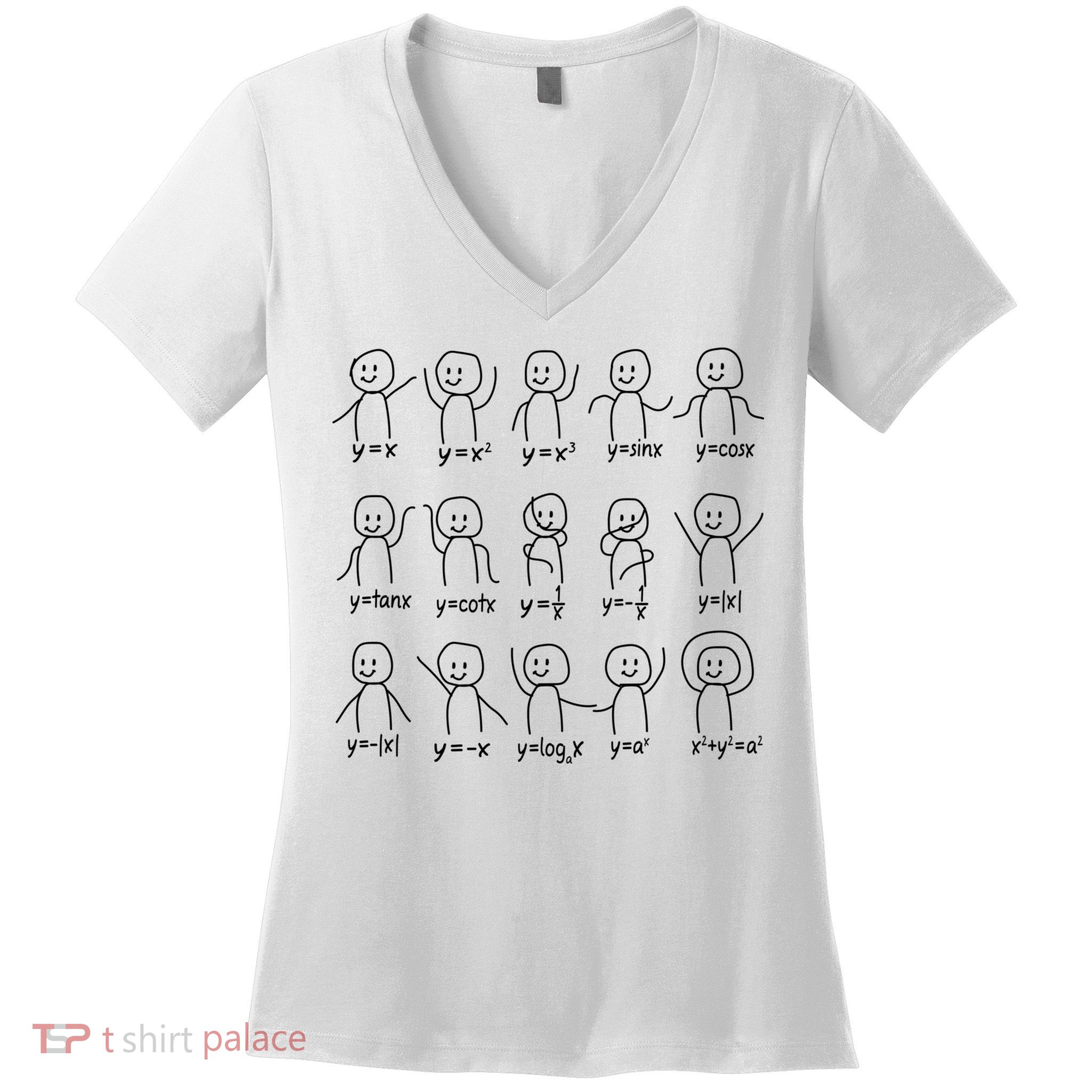 Funny Algebra Dance Graph Figures Math Equation Women's V-Neck T-Shirt