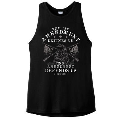 First Amendment Defines Us The Second Defends Us Gun Ladies PosiCharge Tri-Blend Wicking Tank