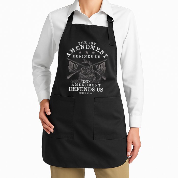 First Amendment Defines Us The Second Defends Us Gun Full-Length Apron With Pockets