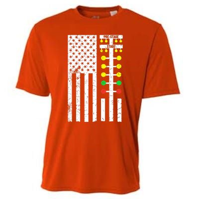 Flag American Drag Race Track Strip Light Tree Cooling Performance Crew T-Shirt