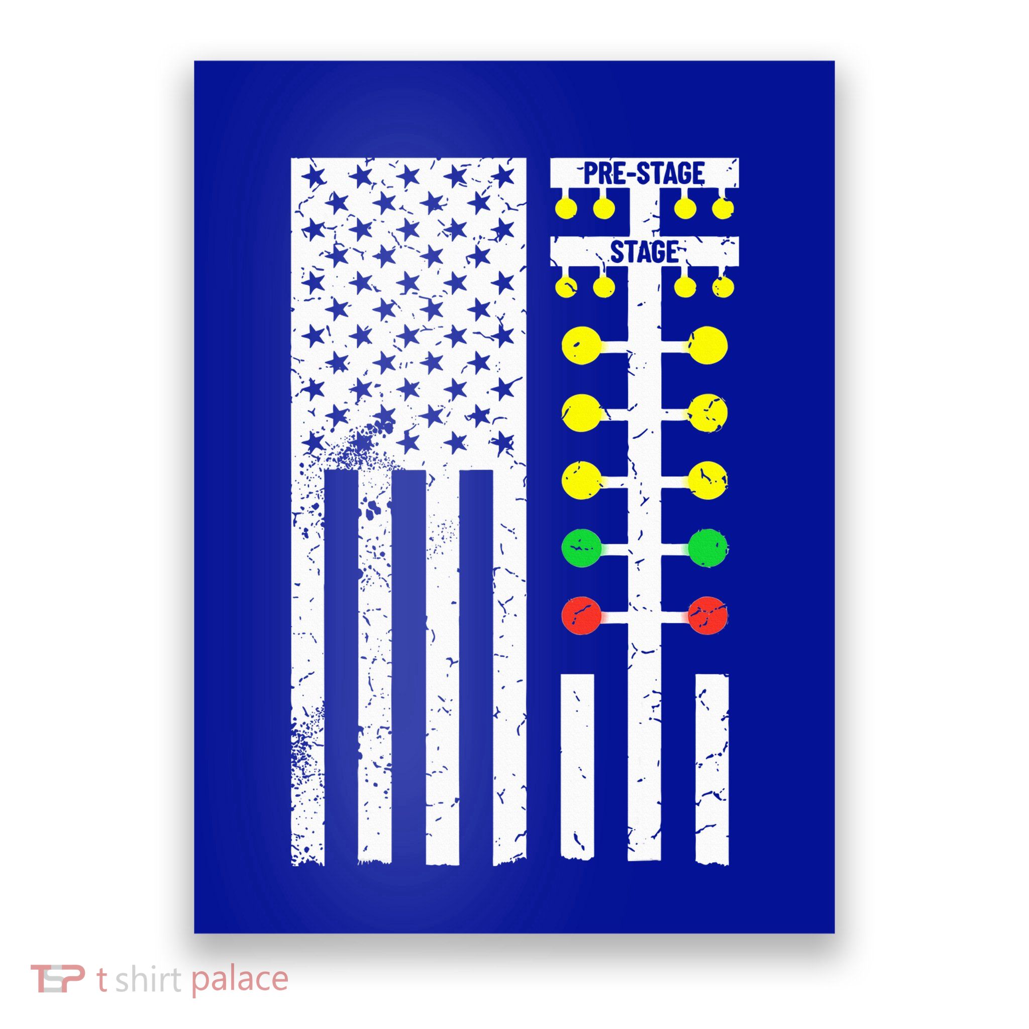 Flag American Drag Race Track Strip Light Tree Poster