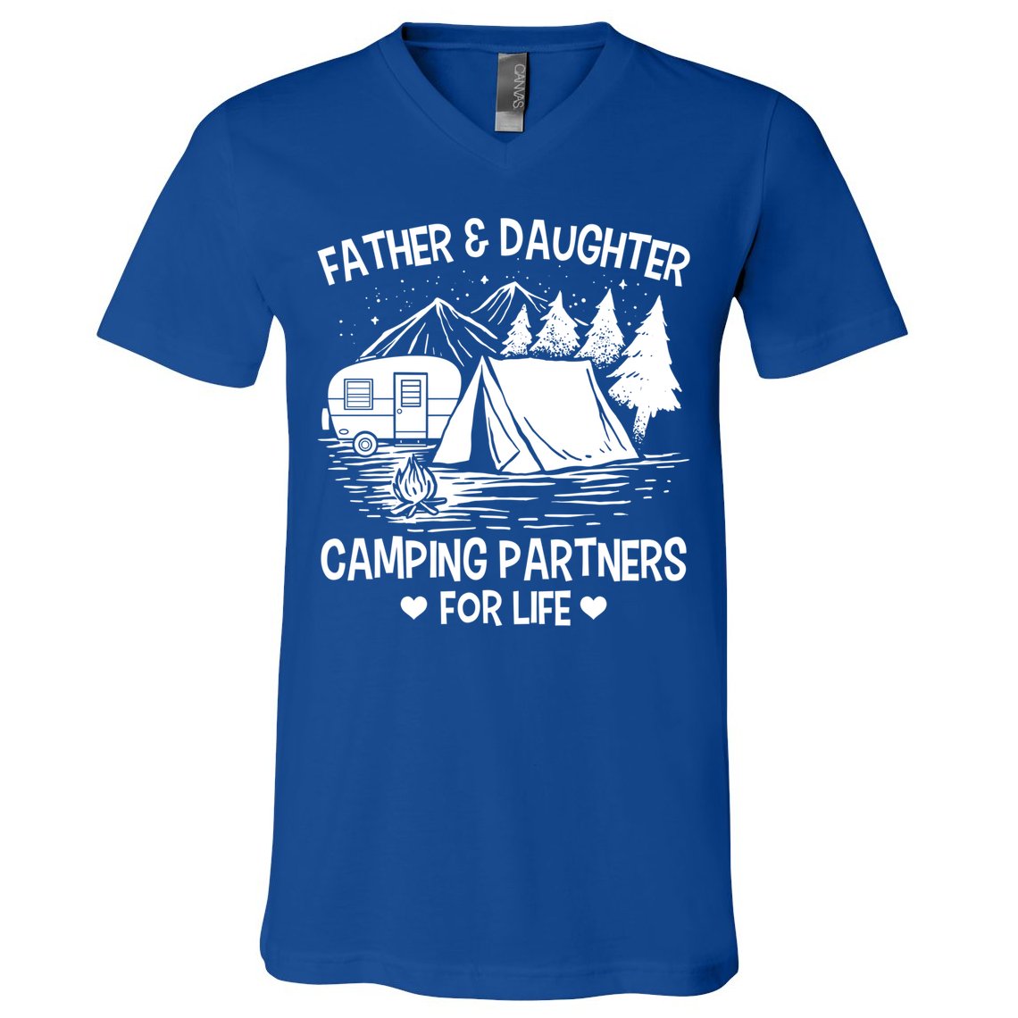Father And Daughter Camping Partners For Life Gift V-Neck T-Shirt