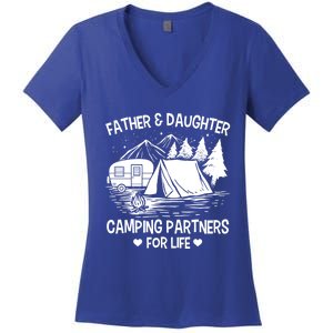 Father And Daughter Camping Partners For Life Gift Women's V-Neck T-Shirt