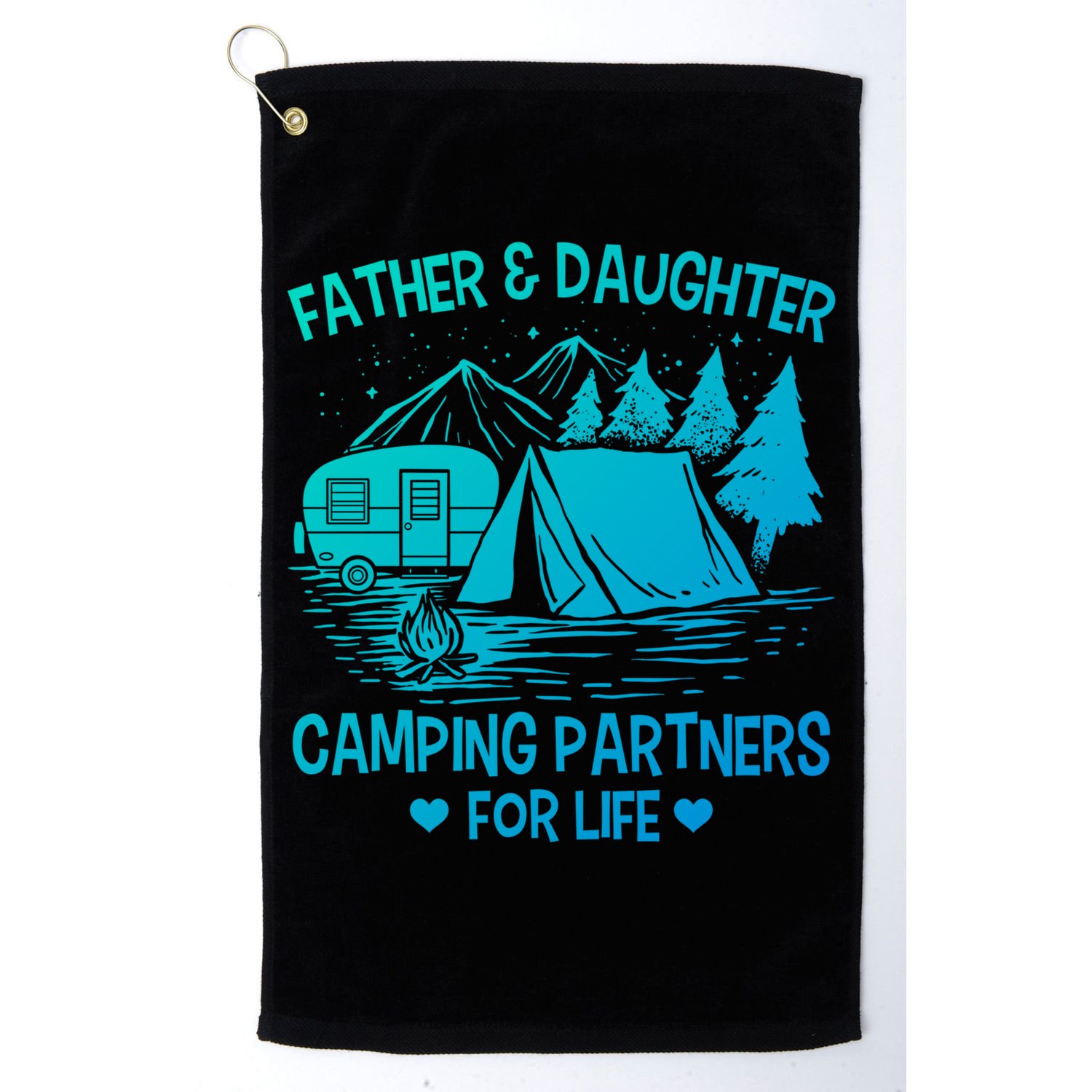 Father And Daughter Camping Partners For Life Gift Golf Towel