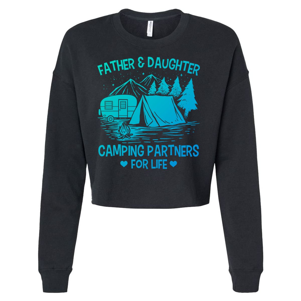 Father And Daughter Camping Partners For Life Gift Cropped Pullover Crew