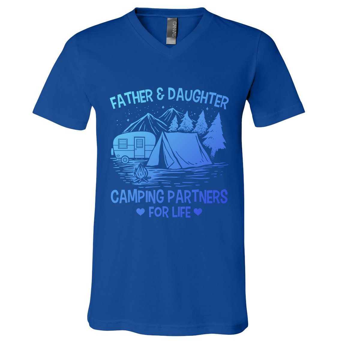 Father And Daughter Camping Partners For Life Gift V-Neck T-Shirt