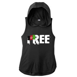 Free Afghanistan Distressed Flag Ladies PosiCharge Tri-Blend Wicking Draft Hoodie Tank