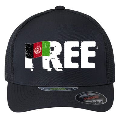 Free Afghanistan Distressed Flag Flexfit Unipanel Trucker Cap