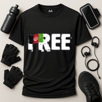 Free Afghanistan Distressed Flag Cooling Performance Crew T-Shirt