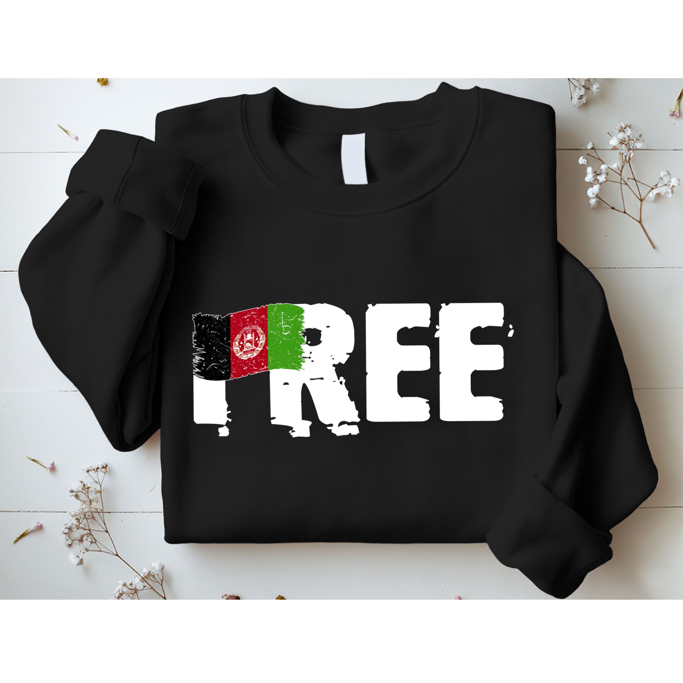 Free Afghanistan Distressed Flag Sweatshirt