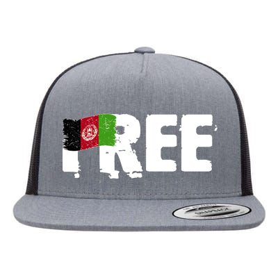 Free Afghanistan Distressed Flag Flat Bill Trucker Hat