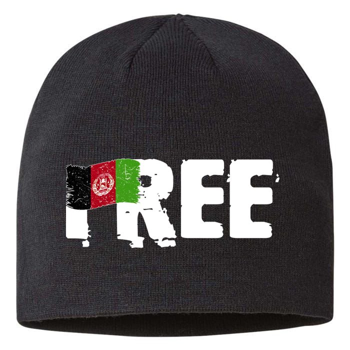 Free Afghanistan Distressed Flag Sustainable Beanie