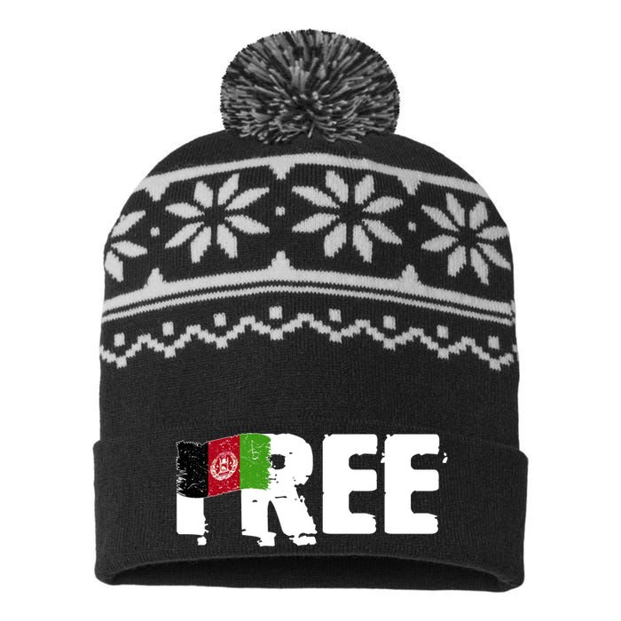 Free Afghanistan Distressed Flag USA-Made Snowflake Beanie