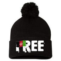 Free Afghanistan Distressed Flag Pom Pom 12in Knit Beanie