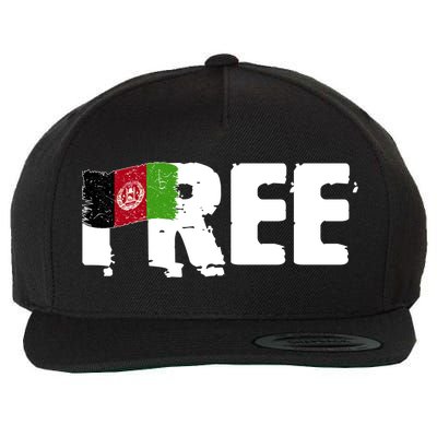 Free Afghanistan Distressed Flag Wool Snapback Cap