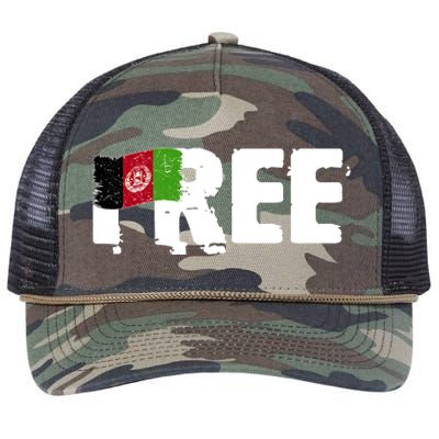 Free Afghanistan Distressed Flag Retro Rope Trucker Hat Cap