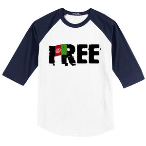 Free Afghanistan Distressed Flag Baseball Sleeve Shirt