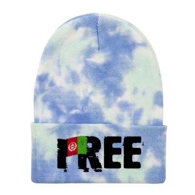 Free Afghanistan Distressed Flag Tie Dye 12in Knit Beanie