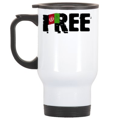 Free Afghanistan Distressed Flag Stainless Steel Travel Mug