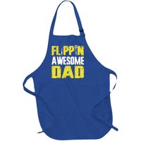 Flippin Awesome Dad Quote Barbecue Chef Dad Gift Full-Length Apron With Pockets