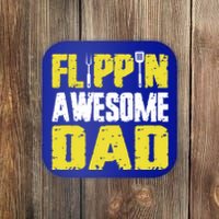 Flippin Awesome Dad Quote Barbecue Chef Dad Gift Coaster