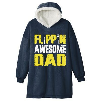 Flippin Awesome Dad Quote Barbecue Chef Dad Gift Hooded Wearable Blanket