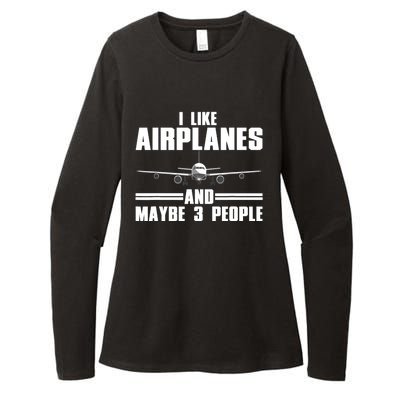 Funny Airplane Design For Aviation Aviator Pilot Womens CVC Long Sleeve Shirt