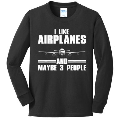 Funny Airplane Design For Aviation Aviator Pilot Kids Long Sleeve Shirt