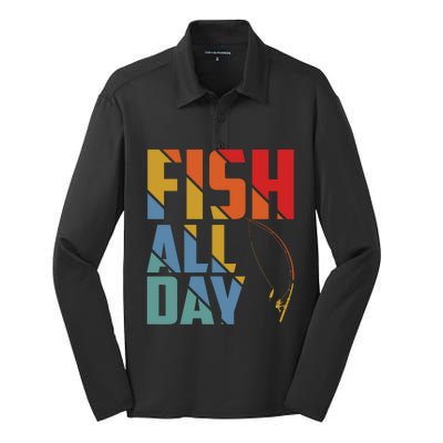 Fish All Day Gift Silk Touch Performance Long Sleeve Polo