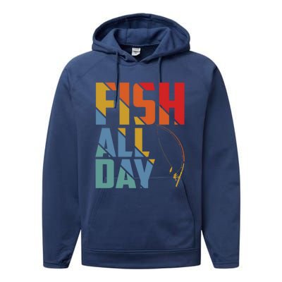 Fish All Day Gift Performance Fleece Hoodie