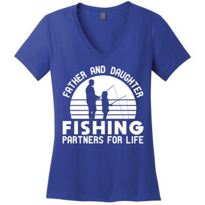 Father And Daughter Fishing Partners For Life Gift Women's V-Neck T-Shirt