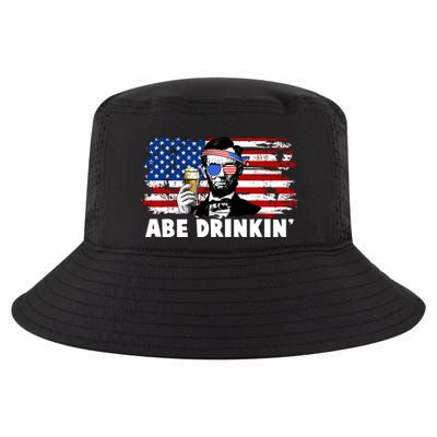 Funny Abe Drinkin USA American Flag Cool Comfort Performance Bucket Hat