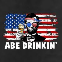 Funny Abe Drinkin USA American Flag 7 Panel Mesh Trucker Snapback Hat