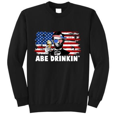 Funny Abe Drinkin USA American Flag Sweatshirt