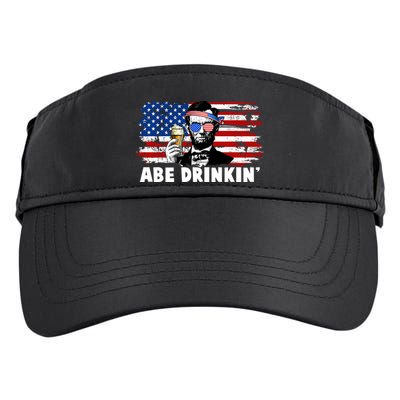 Funny Abe Drinkin USA American Flag Adult Drive Performance Visor