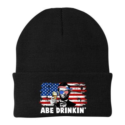 Funny Abe Drinkin USA American Flag Beanie