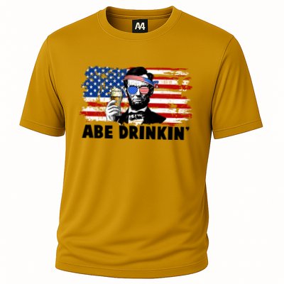 Funny Abe Drinkin USA American Flag Performance Shirt