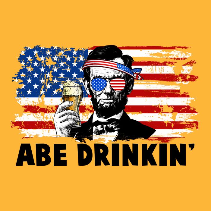 Funny Abe Drinkin USA American Flag T-Shirt