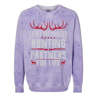 Father And Daughter Hunting Partners For Life Deer Hunting Cool Gift Colorblast Crewneck Sweatshirt