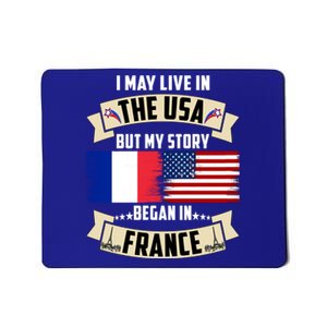 French American Dad Mom France Us Flag Heart Design Gift Mousepad