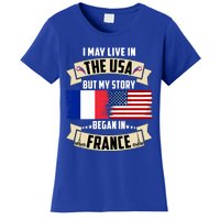 French American Dad Mom France Us Flag Heart Design Gift Women's T-Shirt