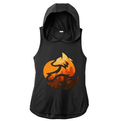 Fox Animal Design Gifts With Nature Trees Hunting Ladies PosiCharge Tri-Blend Wicking Draft Hoodie Tank